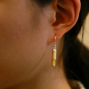 Silver Dangle earring w/ Yellow Agate
